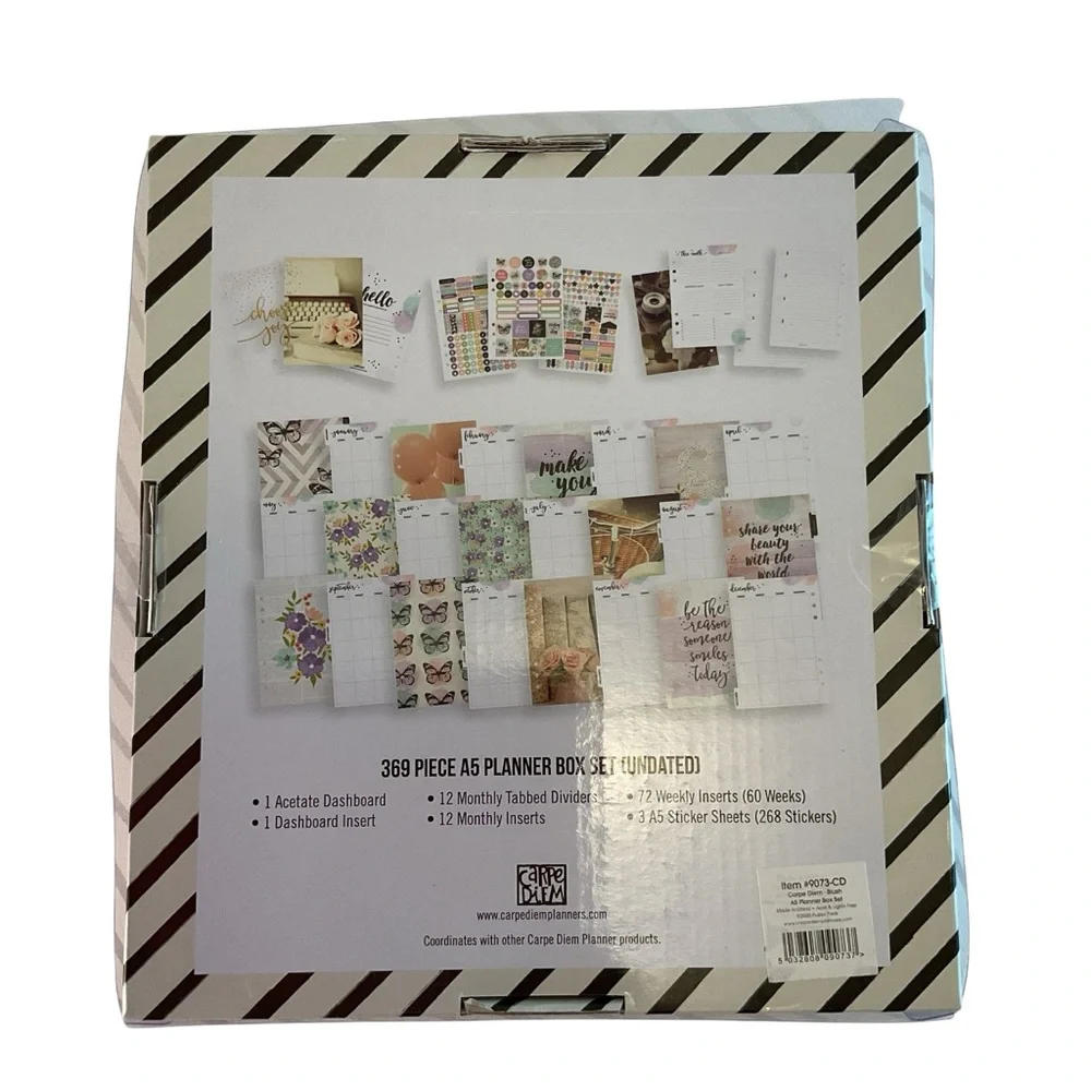 Carpe Diem A5 Planner Box Set W/Inserts Large Agenda 6 ring Binder 